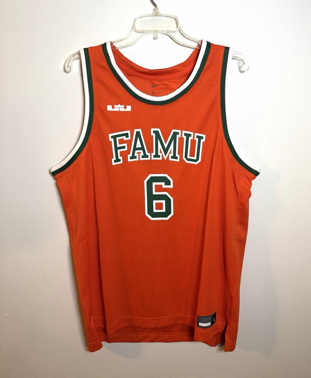 Nike LeBron James FAMU Jersey #6 Orange Mens Size L NWT NCAA Basketball College